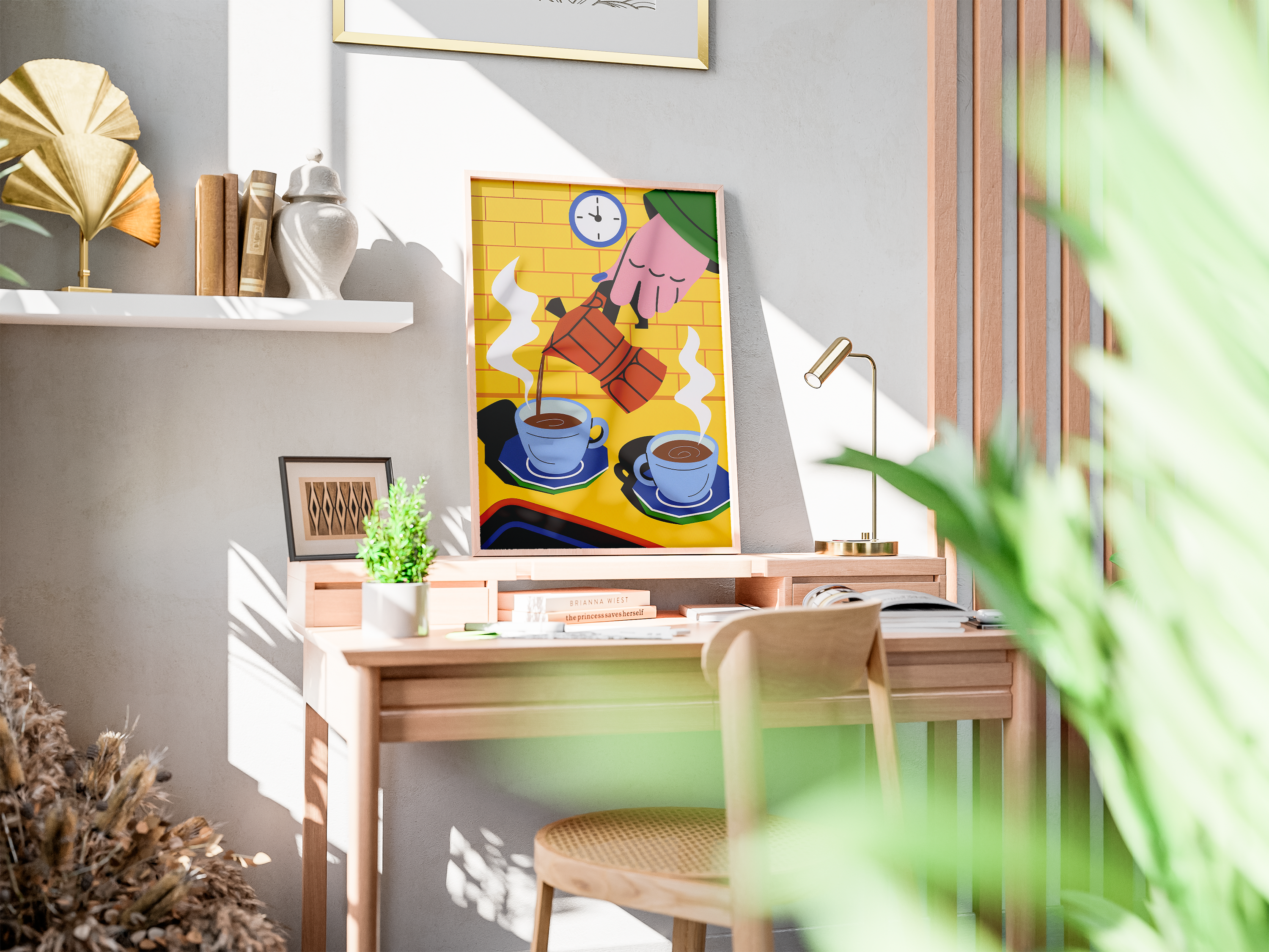 Coffee Time Wooden Framed Poster