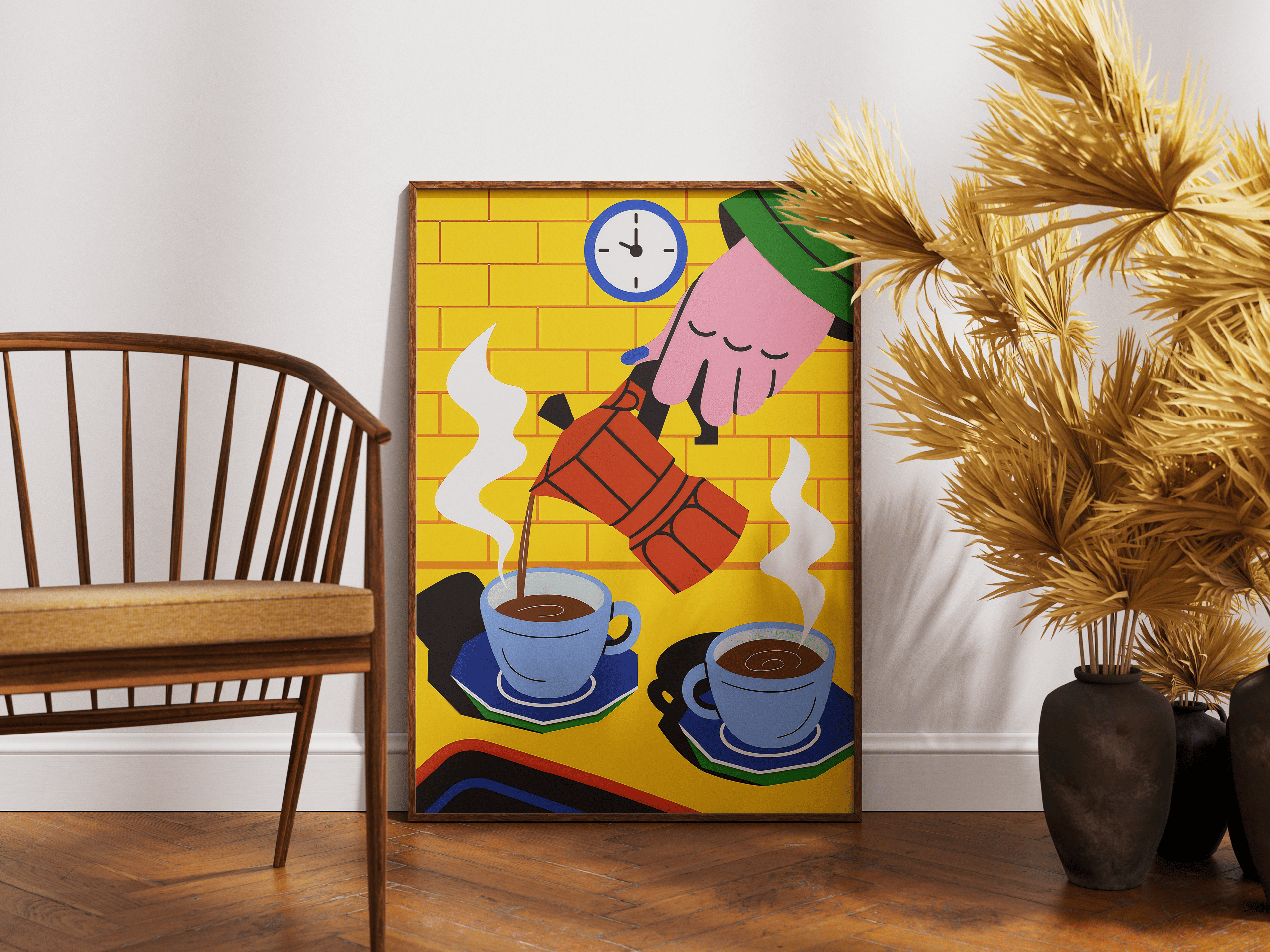 Coffee Time Wooden Framed Poster