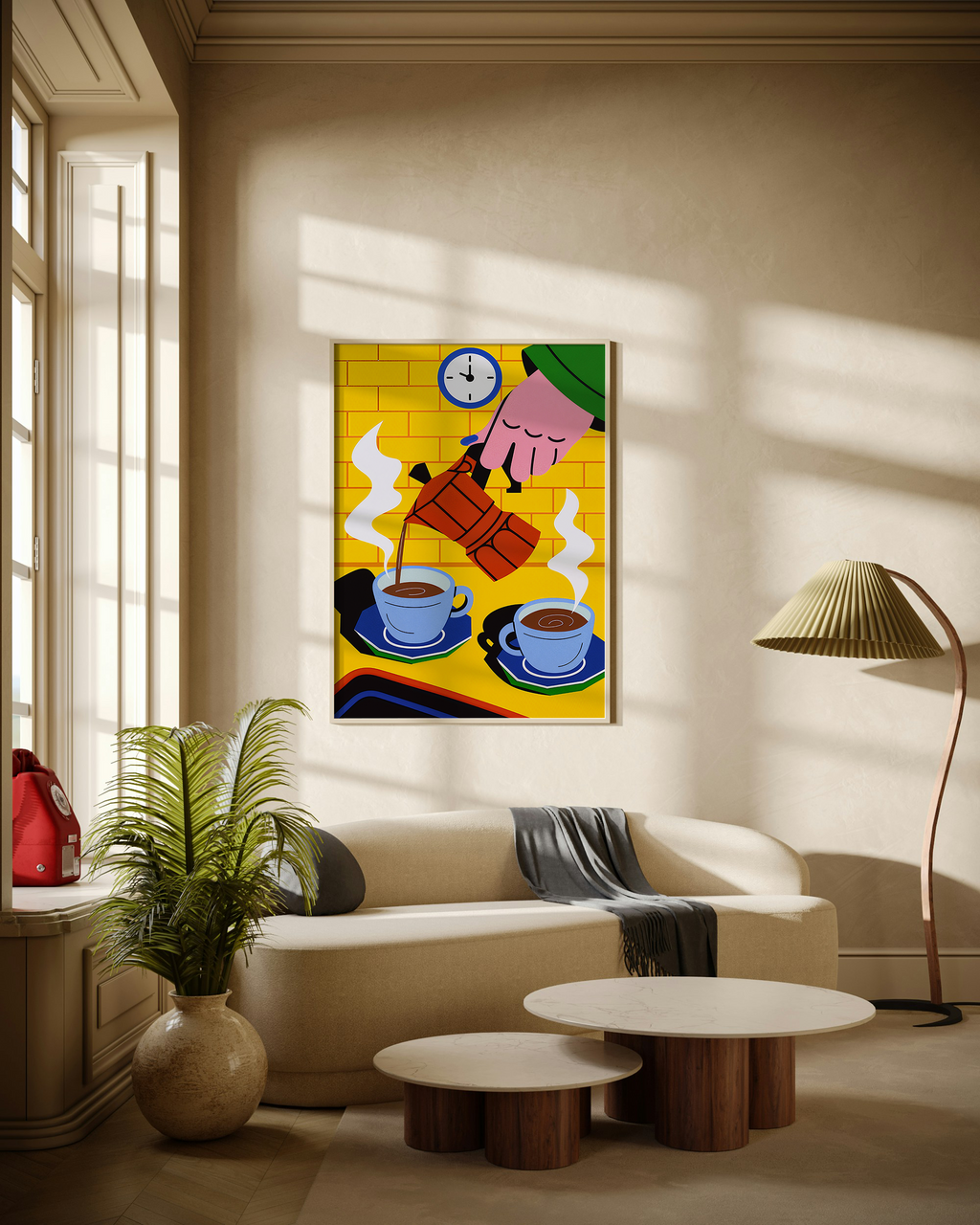 Coffee Time Wooden Framed Poster